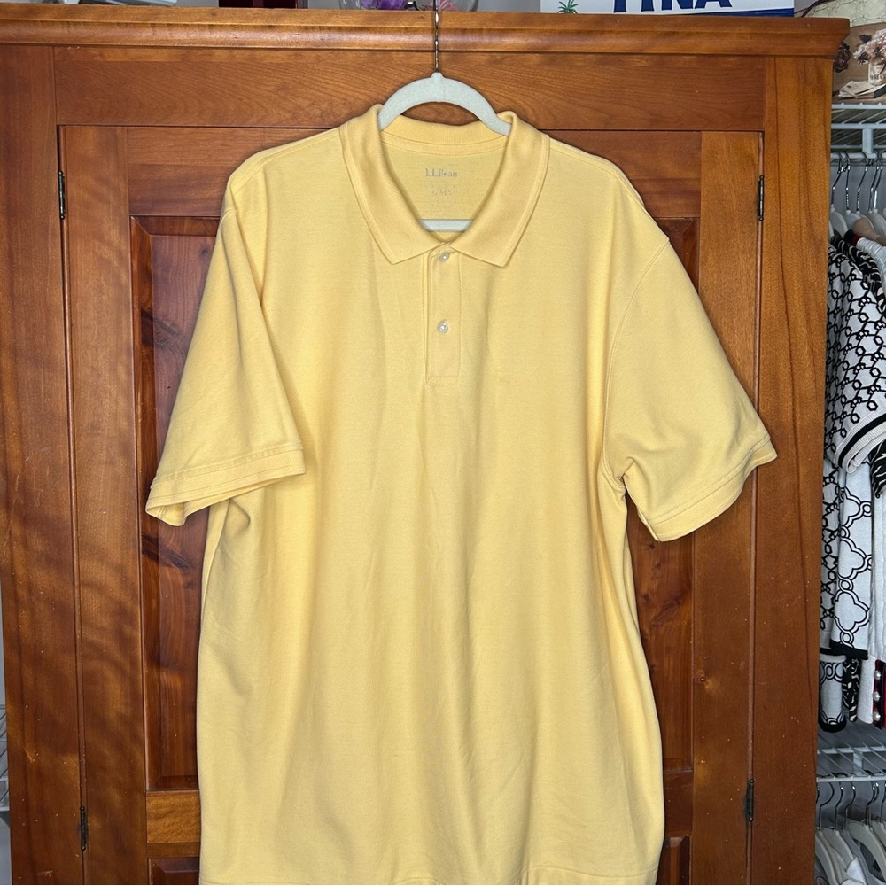 L.L. Bean Yellow Cotton Polo Shirt Preppy Classic Golf Men's SZ XXL